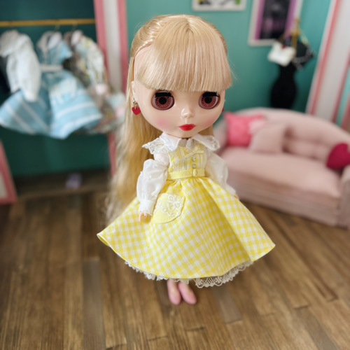 【限定販売】 50's ギンガムチェック リカ パニエセット ジャンパースカート 着せ替え服・アウトフィット