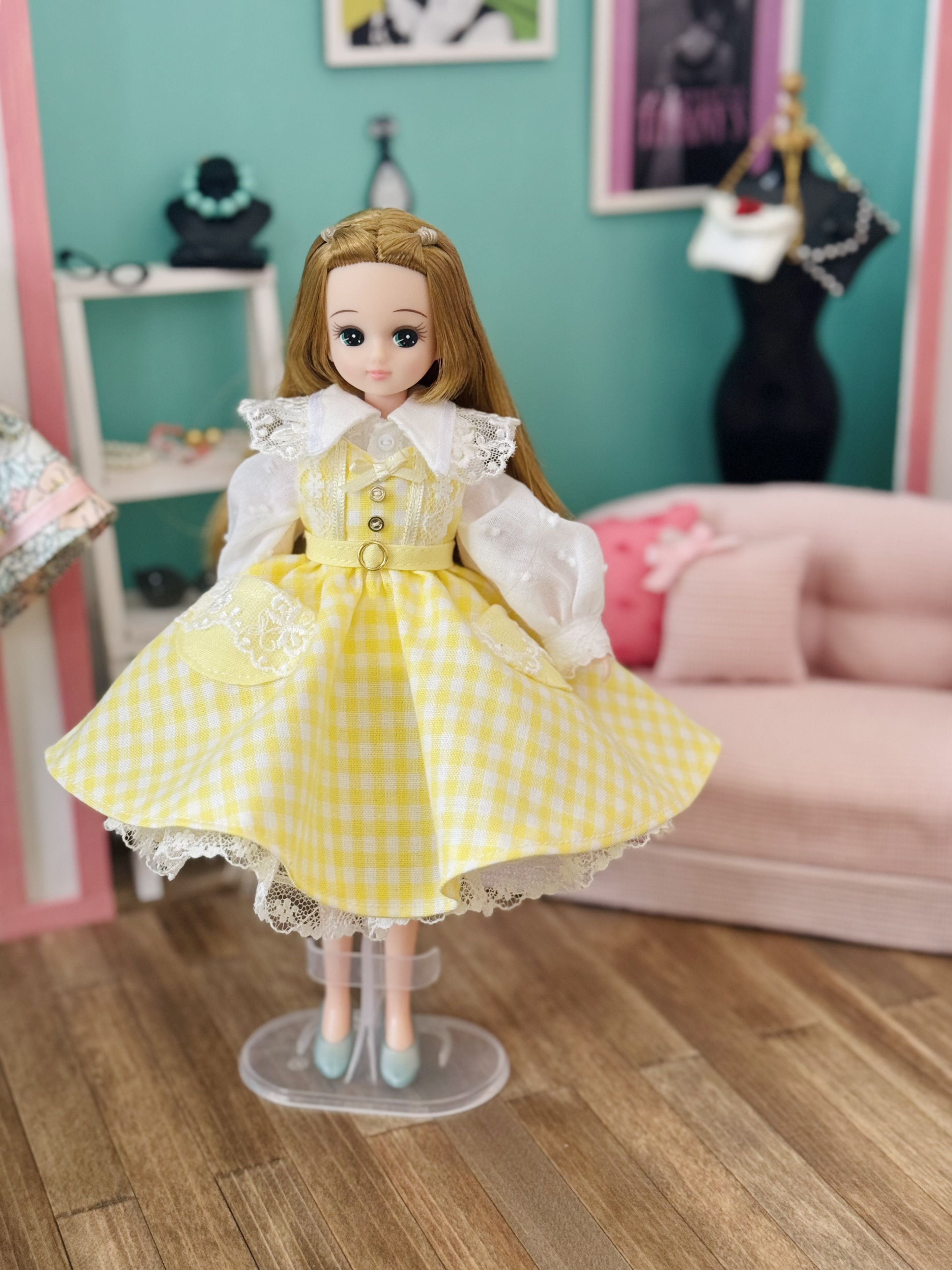 ギンガムチェックギャザーフリルジャンパースカート MILK MILK Doll JSK （ピンクギンガム） -靴＆ファッション通販