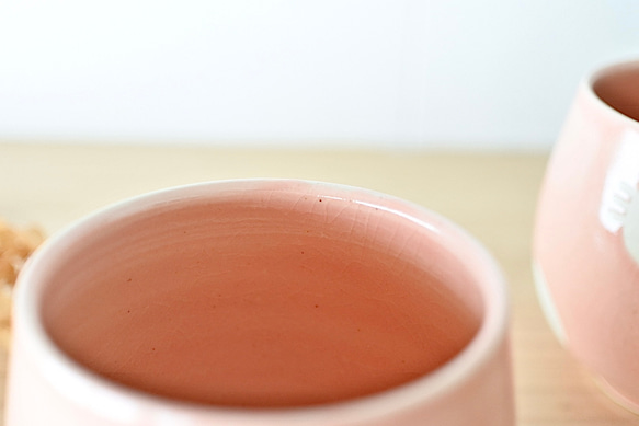 丸湯呑み（桜ピンク）白ねこ水玉【受注制作】 7枚目の画像