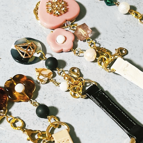 ブラック×ダイヤのバッグチャーム バッグチャーム Azurmalachite/藍