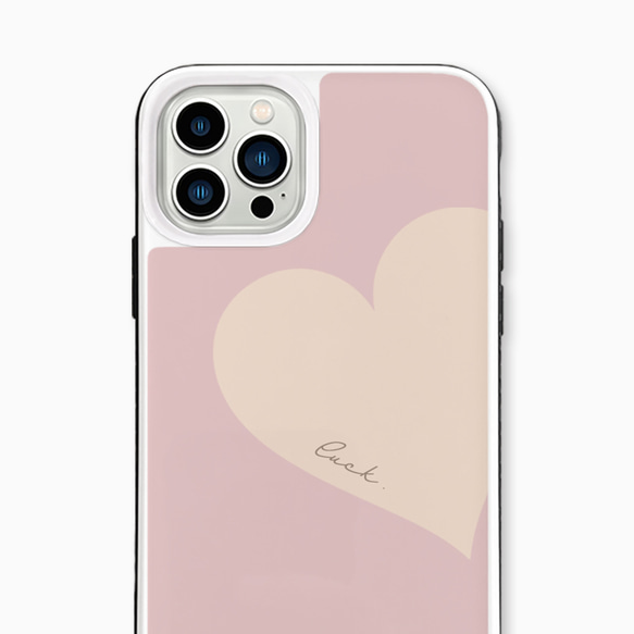Big Heart♡Pink&Beige　強化ガラスケース　iPhoneケース 4枚目の画像