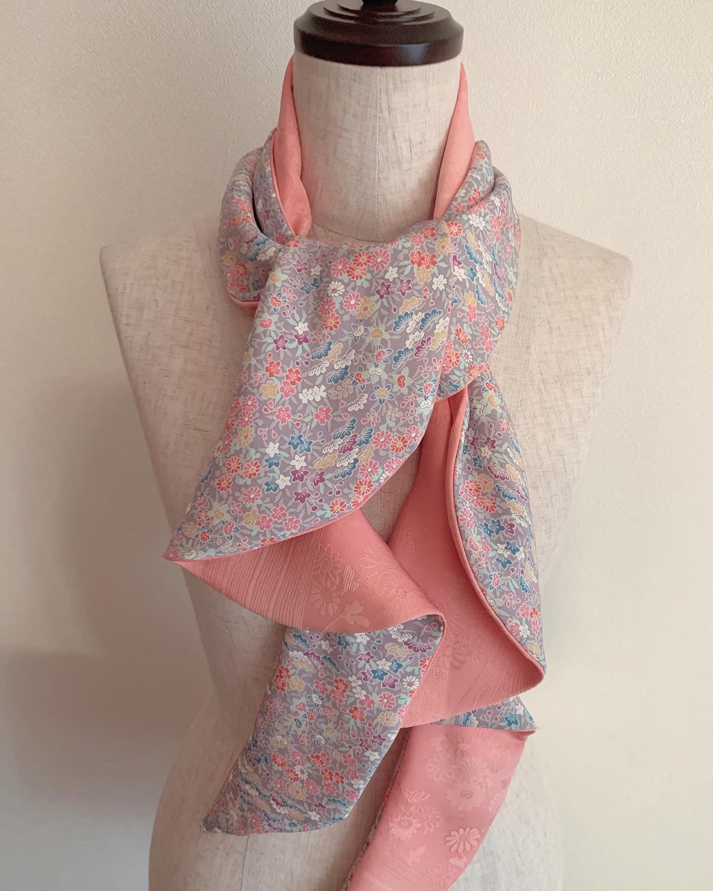 新品キモノ服　春色シルクストール