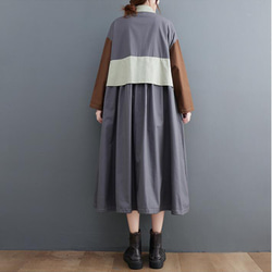 新型欧米ファッション婦人服ぶつかり色コートゆったりスリムミディアムパーカー 2枚目の画像