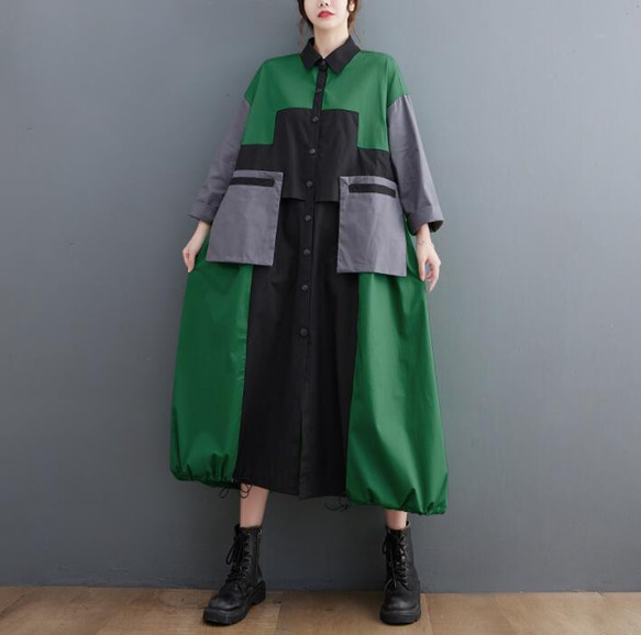 新型欧米ファッション婦人服ぶつかり色コートゆったりスリムミディアムパーカー 8枚目の画像
