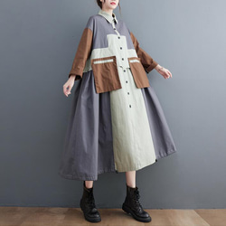 新型欧米ファッション婦人服ぶつかり色コートゆったりスリムミディアムパーカー 1枚目の画像