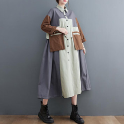 新型欧米ファッション婦人服ぶつかり色コートゆったりスリムミディアムパーカー 4枚目の画像