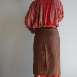 brown stripe× pink linen Apron <c> 4枚目の画像