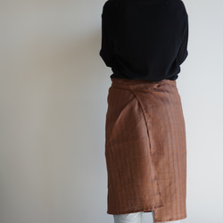 brown stripe× pink linen Apron <c> 2枚目の画像