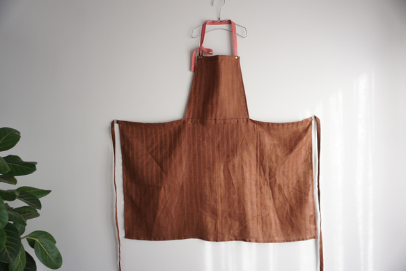 brown stripe× pink linen Apron <c> 9枚目の画像