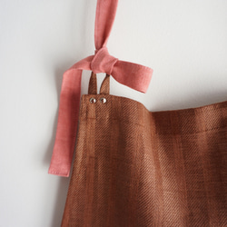 brown stripe× pink linen Apron <c> 8枚目の画像