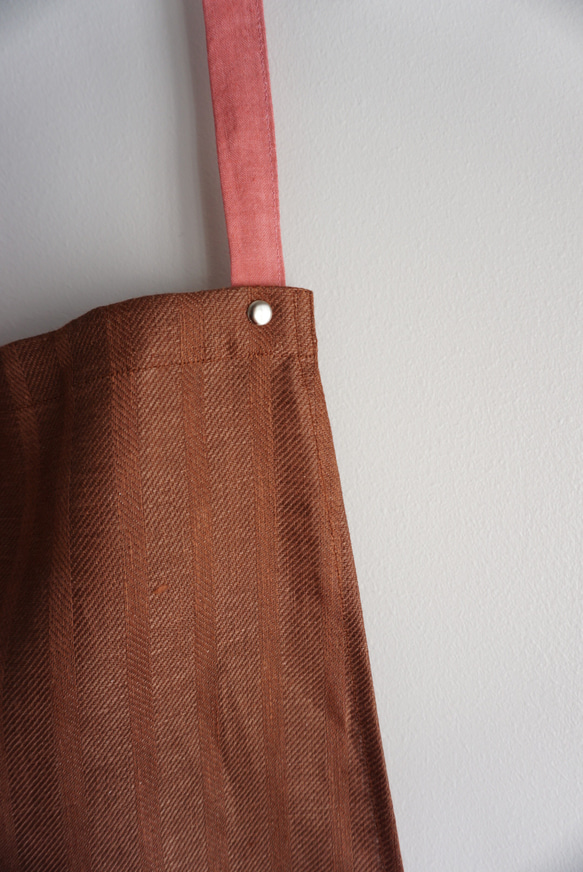 brown stripe× pink linen Apron <c> 7枚目の画像