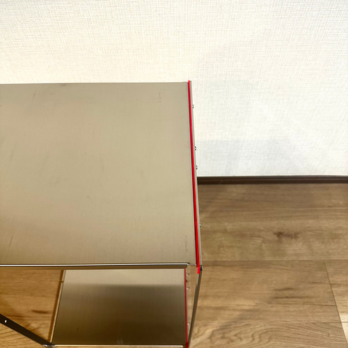 インダストリアルテイスト コーヒーテーブル サイドテーブル テーブル 拡張できるサイドテーブル/コーヒーテーブル レッド ステンレス(金属