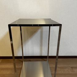 拡張できるサイドテーブル/コーヒーテーブル　レッド　ステンレス(金属)製　インダストリアルデザイン 5枚目の画像