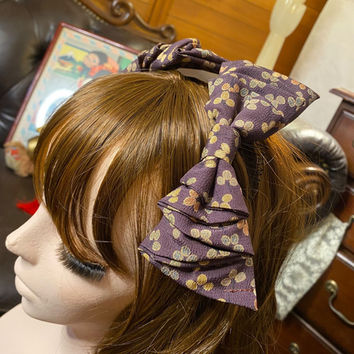 着物リメイク ハンドメイド ハイカラおりぼん ヘッドドレス 着物リメイク ハンドメイド ハイカラおりぼん ヘッドドレス