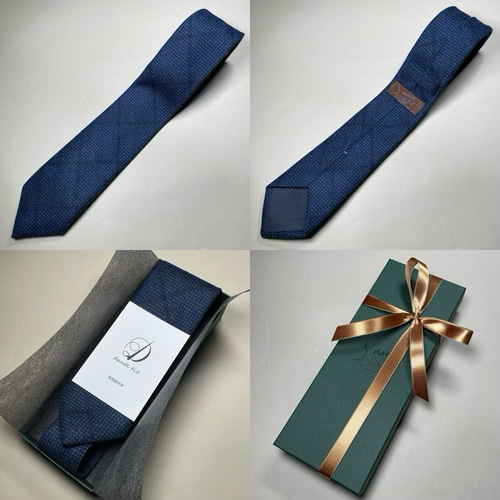受注製作】ロイヤルブルー ストライプ ドット ネクタイ プレゼント