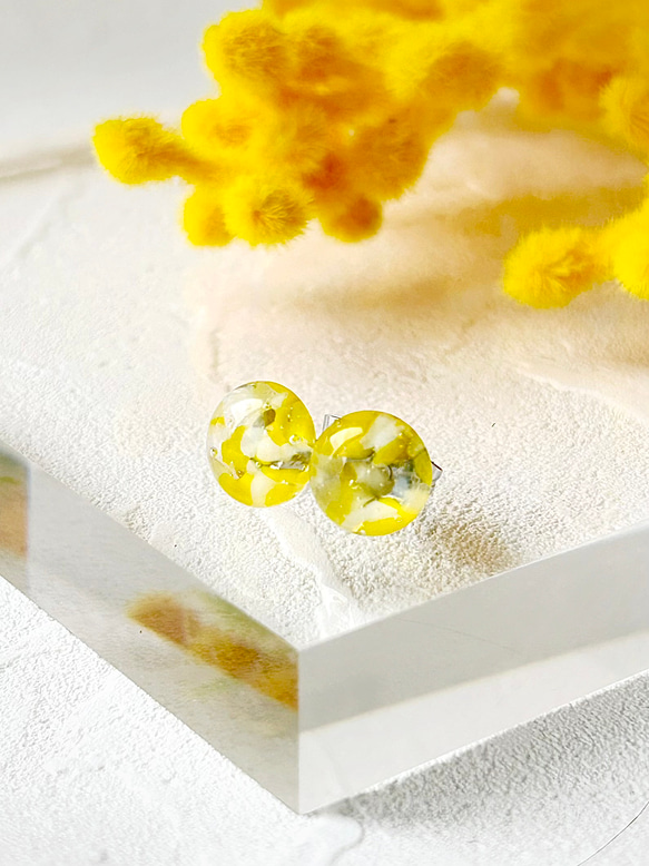 一粒ガラスピアス -mimosa- 1枚目の画像