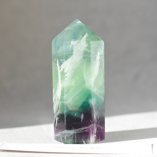 エンジェルフェザーフローライト 六角柱 ポイント 天然石 蛍石 希少