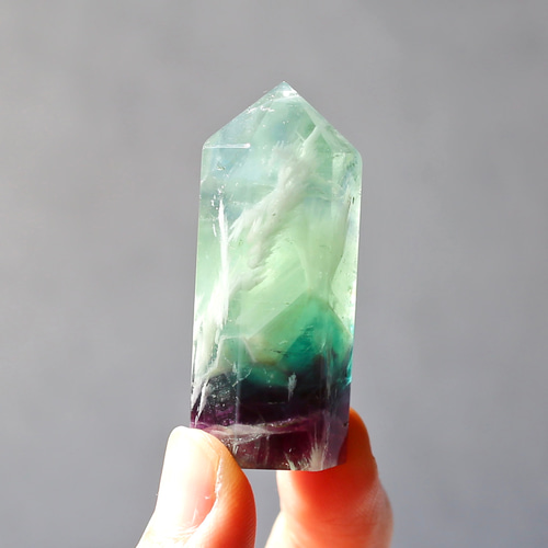 エンジェルフェザーフローライト 六角柱 ポイント 天然石 蛍石 希少