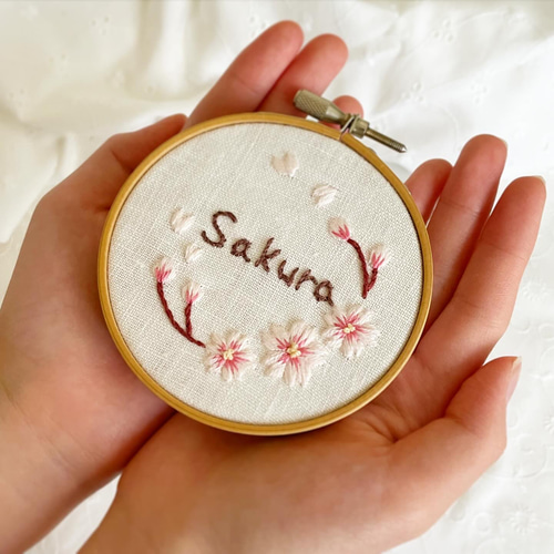 桜の刺繍フレーム/刺繍図案 その他アート cream._.neko 通販