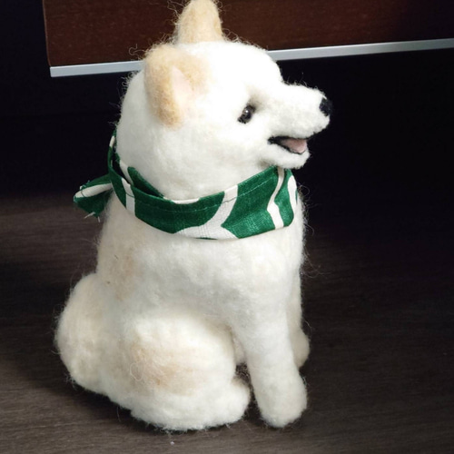 柴犬 羊毛 羊毛フェルト ハンドメイド 白柴 羊毛フェルト allenkuro48