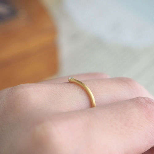 Hitotubu V ring -daily- 一粒 ダイヤ ダイヤモンド 華奢 シンプル