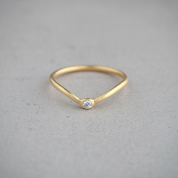 Hitotubu V ring -daily- 一粒 ダイヤ ダイヤモンド 華奢 シンプル