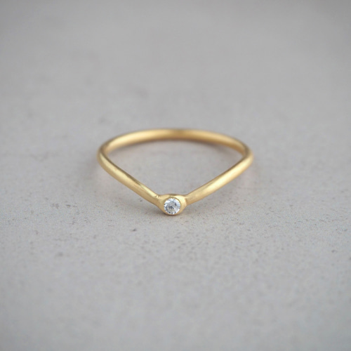 Hitotubu V ring -daily- 一粒 ダイヤ ダイヤモンド 華奢