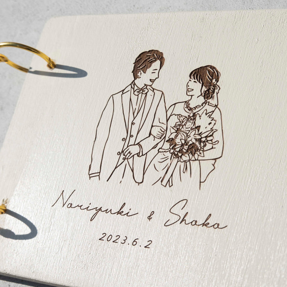 木の似顔絵ウェディングフォトアルバム＊フォトブック 人気・おすすめ｜使いやすい・旅行におすすめ 品質保証 全国発送 在庫限り