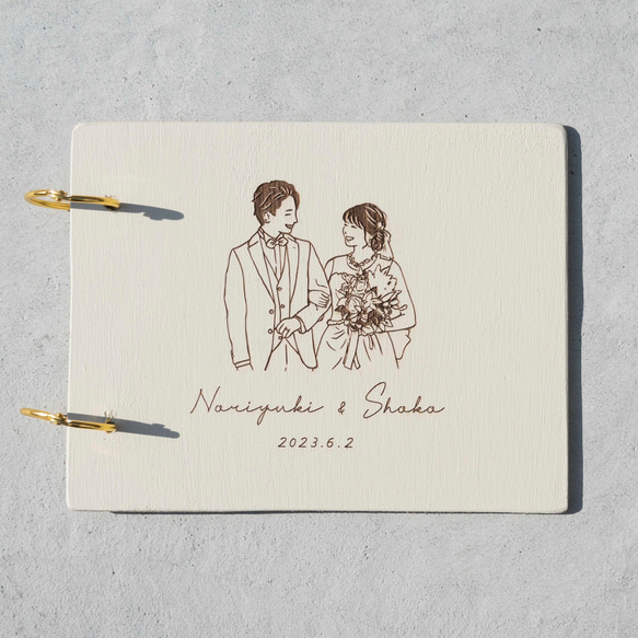 木の似顔絵ウェディングフォトアルバム＊フォトブック 人気・おすすめ｜使いやすい・旅行におすすめ 品質保証 全国発送 在庫限り