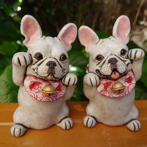 阿吽・招き犬☆フレンチブルドッグ その他置物 まりも工房 通販