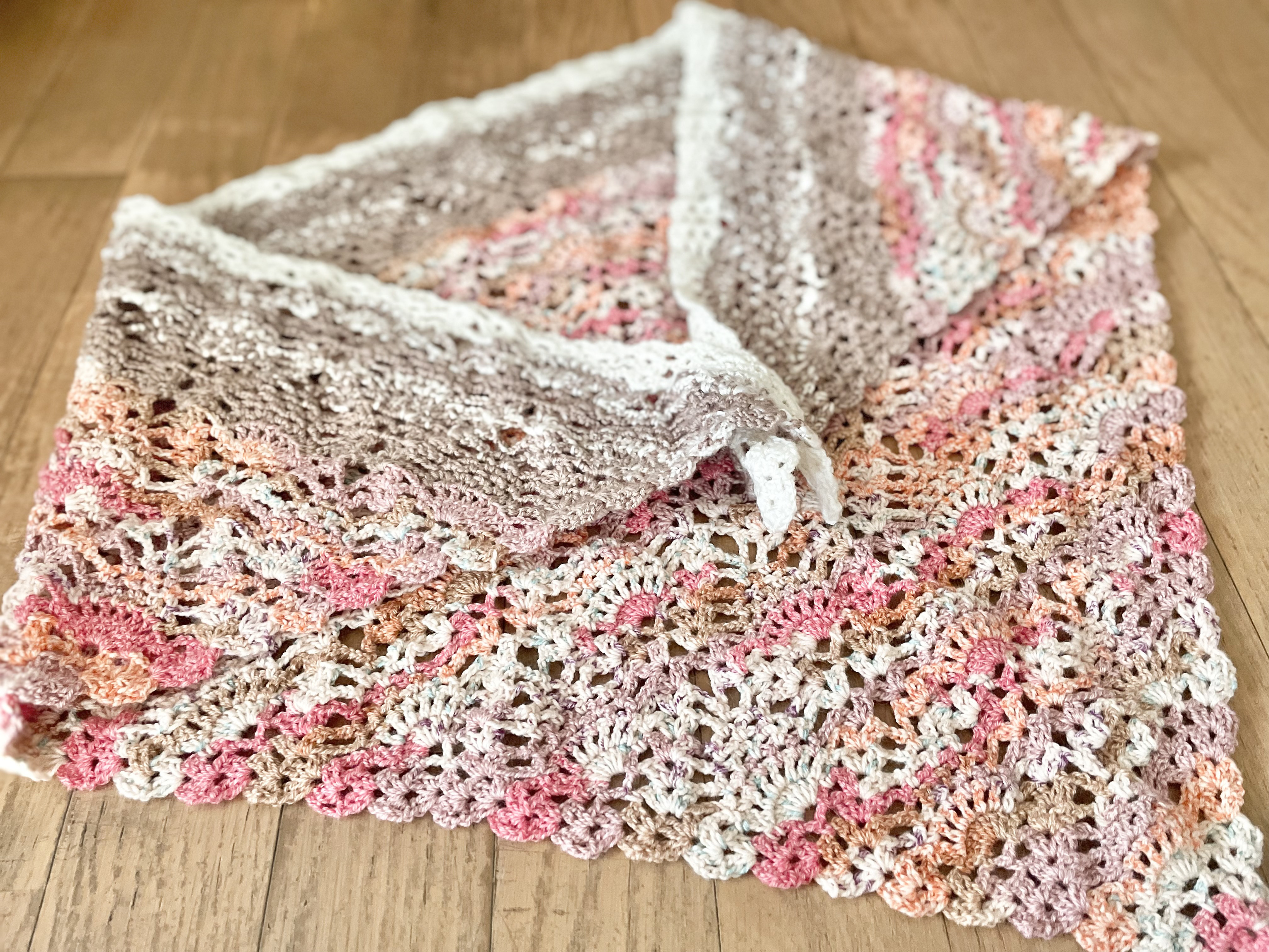 ＊送料無料＊花束コットンショール〜パイナップル模様編み