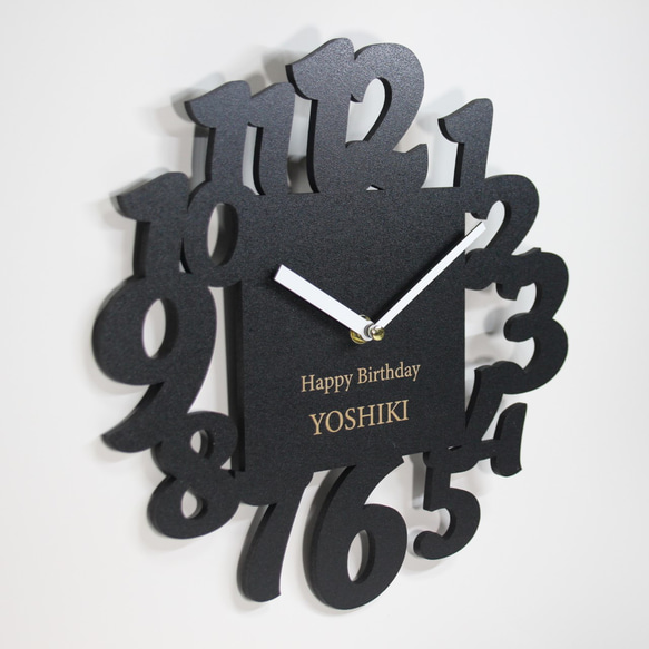 【名入れ・文字入れ】日本製・お祝い・贈り物・おしゃれ壁掛け時計① 2枚目の画像