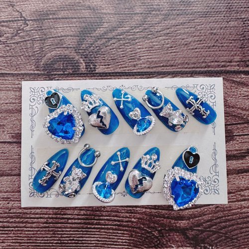 現品)推しネイル ゆめねお なめ 青色 推しカラー ネイルチップ その他