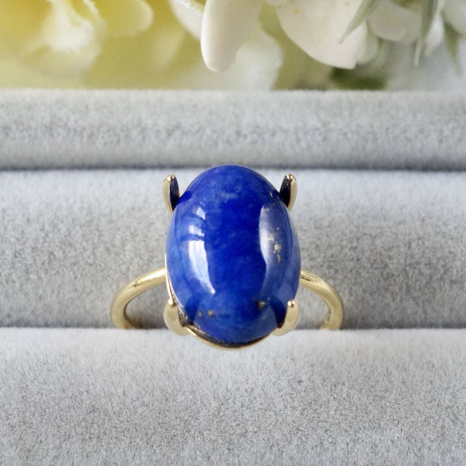 【受注制作】12月誕生石　ラピスラズリ　7号〜フリーサイズリング　シルバー925　14x10mm