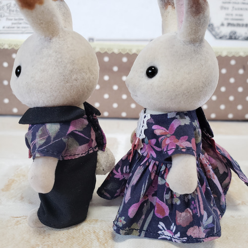 ハンドメイド シルバニアファミリーペア大人服 デートコーデ リバティ