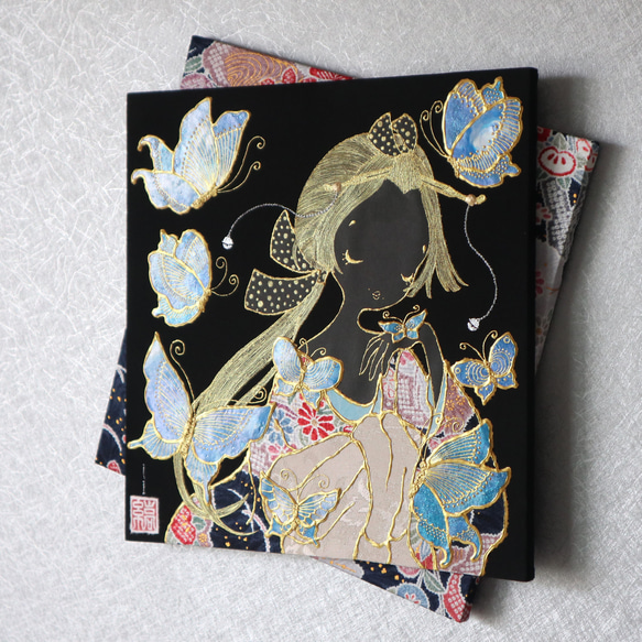 〈うたかた 金彩　伽羅〉着物　アートパネル 〈UTAKATA　Kinsai　KYARA〉 3枚目の画像