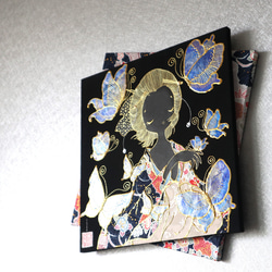 〈うたかた 金彩　立葵〉着物　アートパネル 〈UTAKATA　Kinsai　TACHIAOI〉 4枚目の画像