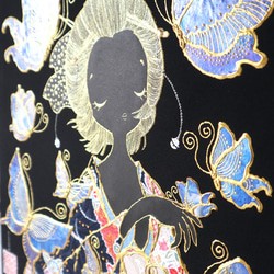〈うたかた 金彩　立葵〉着物　アートパネル 〈UTAKATA　Kinsai　TACHIAOI〉 7枚目の画像