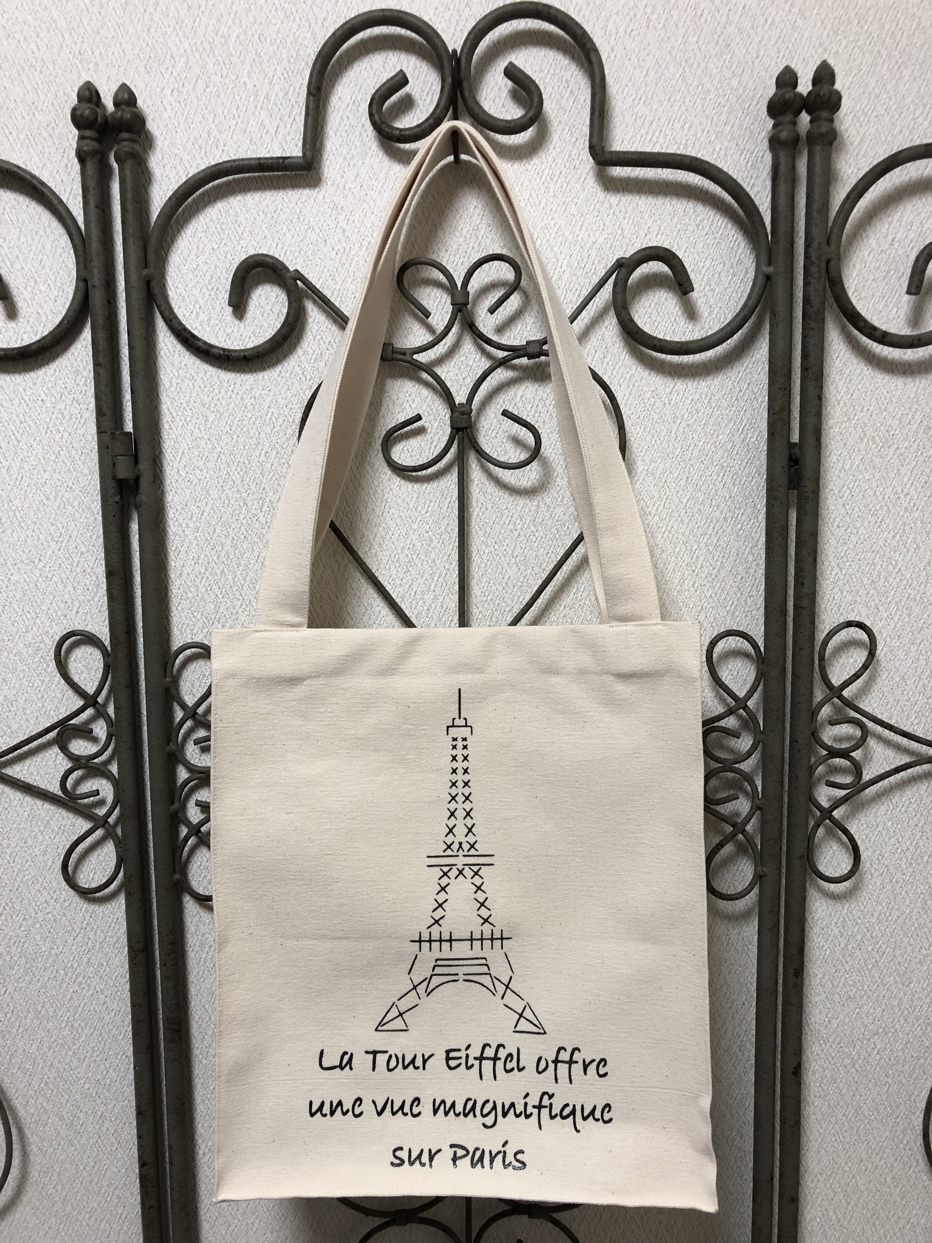 レディーストートバッグ＃エッフェル塔(スクウェアヘム)