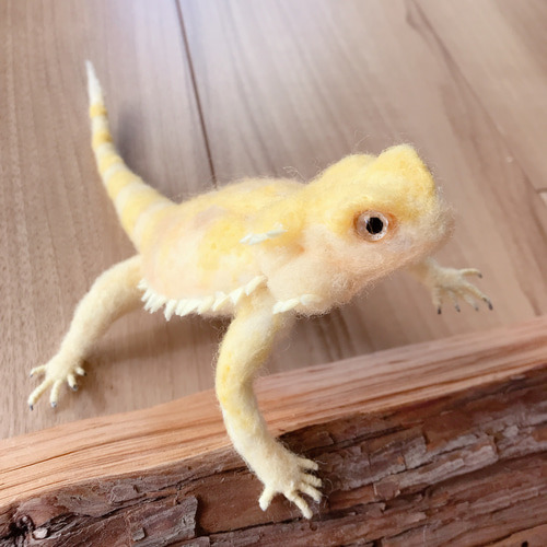 フトアゴヒゲトカゲ yellow 羊毛フェルト 羊毛フェルトで爬虫類「とか