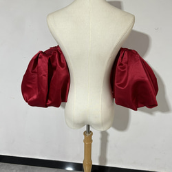 大人気上昇 取り外し袖 赤 ショルダーの付け袖 パフスリーブ オーダー可能 3枚目の画像