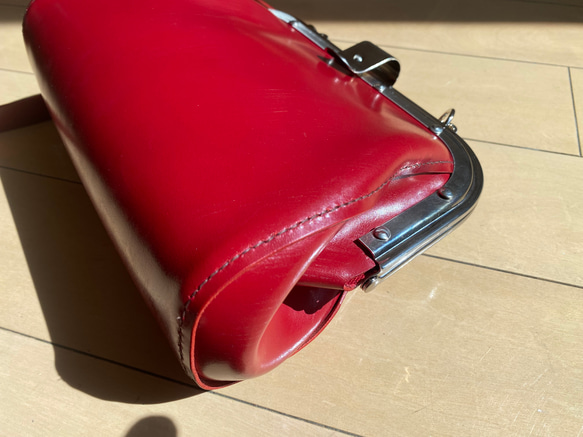 車掌　バッグ　カバン　イギリス製　ブライドルレザー　レッド　がま口 