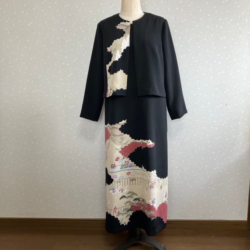 No.103 留袖ドレスノースリーブワンピースとボレロ 13号 L〜L Lサイズ  