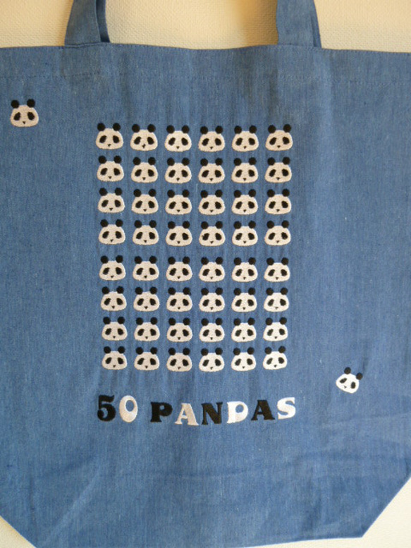 パンダ　５０個刺繍トートバック 6枚目の画像