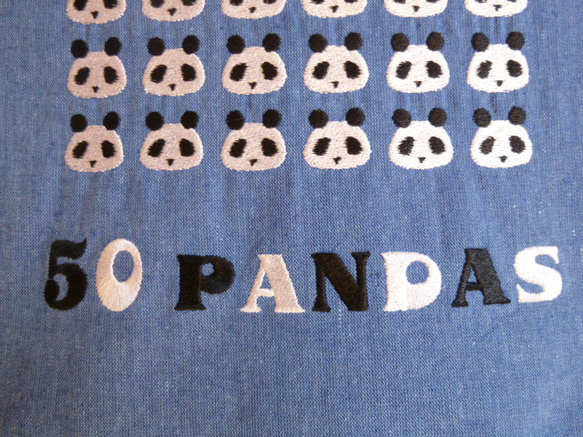 パンダ　５０個刺繍トートバック 4枚目の画像