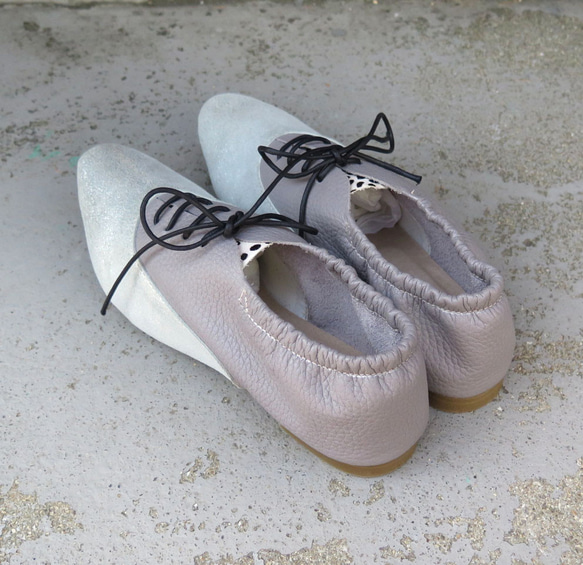 &lt;也可用作巴布奇人&gt; 橡膠高跟鞋，易於穿著且美觀的皮鞋/煙紫色 x 銀色 x 達爾馬提亞狗 第8張的照片