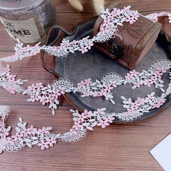 2m 高品質 花柄 ケミカルレース リボン　ハンドメイド素材　手芸　素材 1枚目の画像