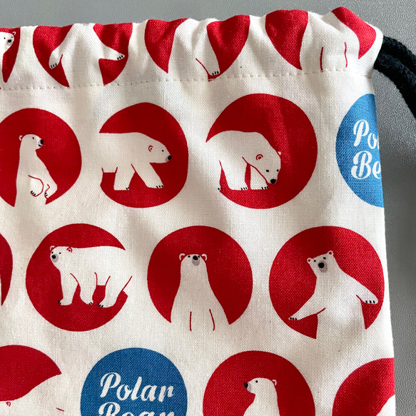 着替え袋 32×30/polar bear:red 5枚目の画像