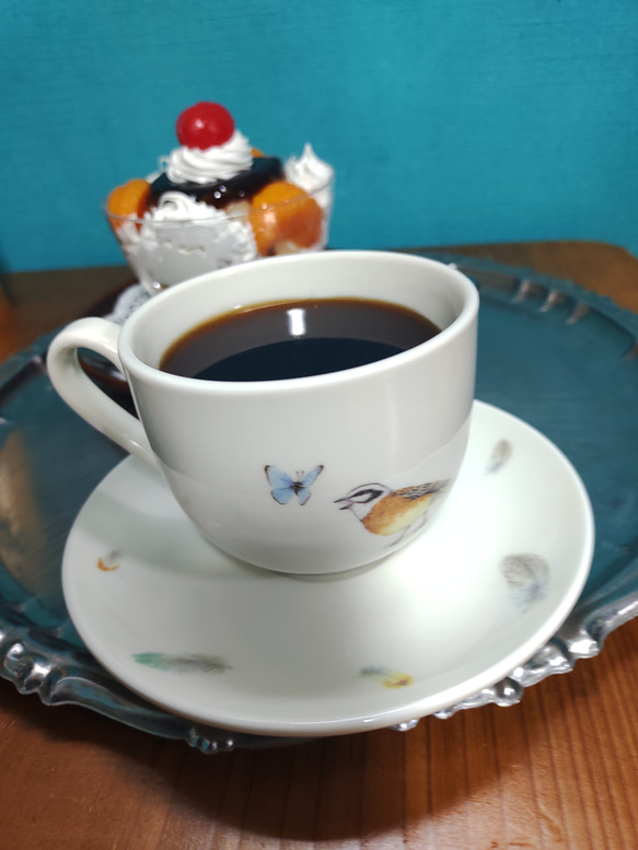 鳥のティーカップのコーヒー　食品サンプル 3枚目の画像