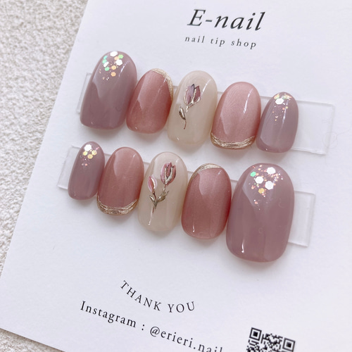 きらきらチューリップ♡ マグネット ラベンダー 春 春ネイル 上品
